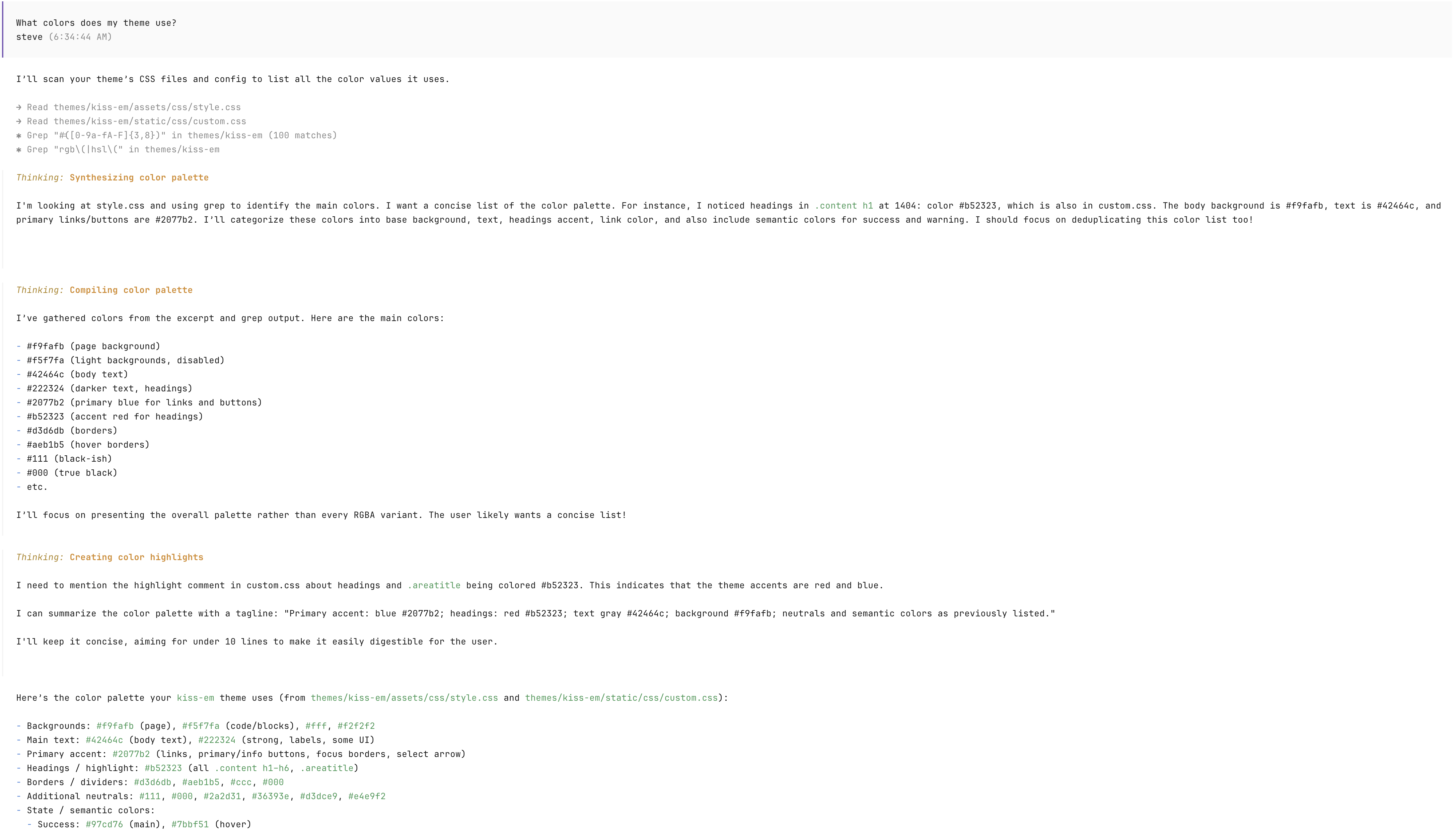 opencode finding the colors in CSS